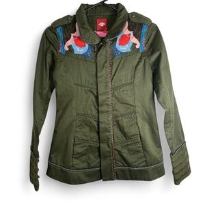 Oilily Bollywood embroidered olive green jacket size 34